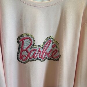 OVERSIZED..Barbie Light Pink Sweatshirt with Hot Pink and Gold Logo